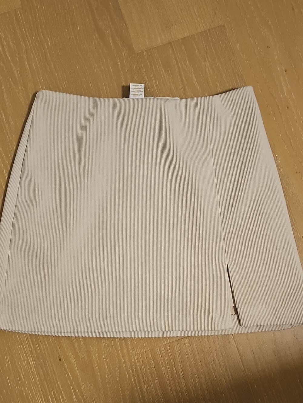 House of Harlow 1960 Cream Ribbed Mini Skirt with Side Slit